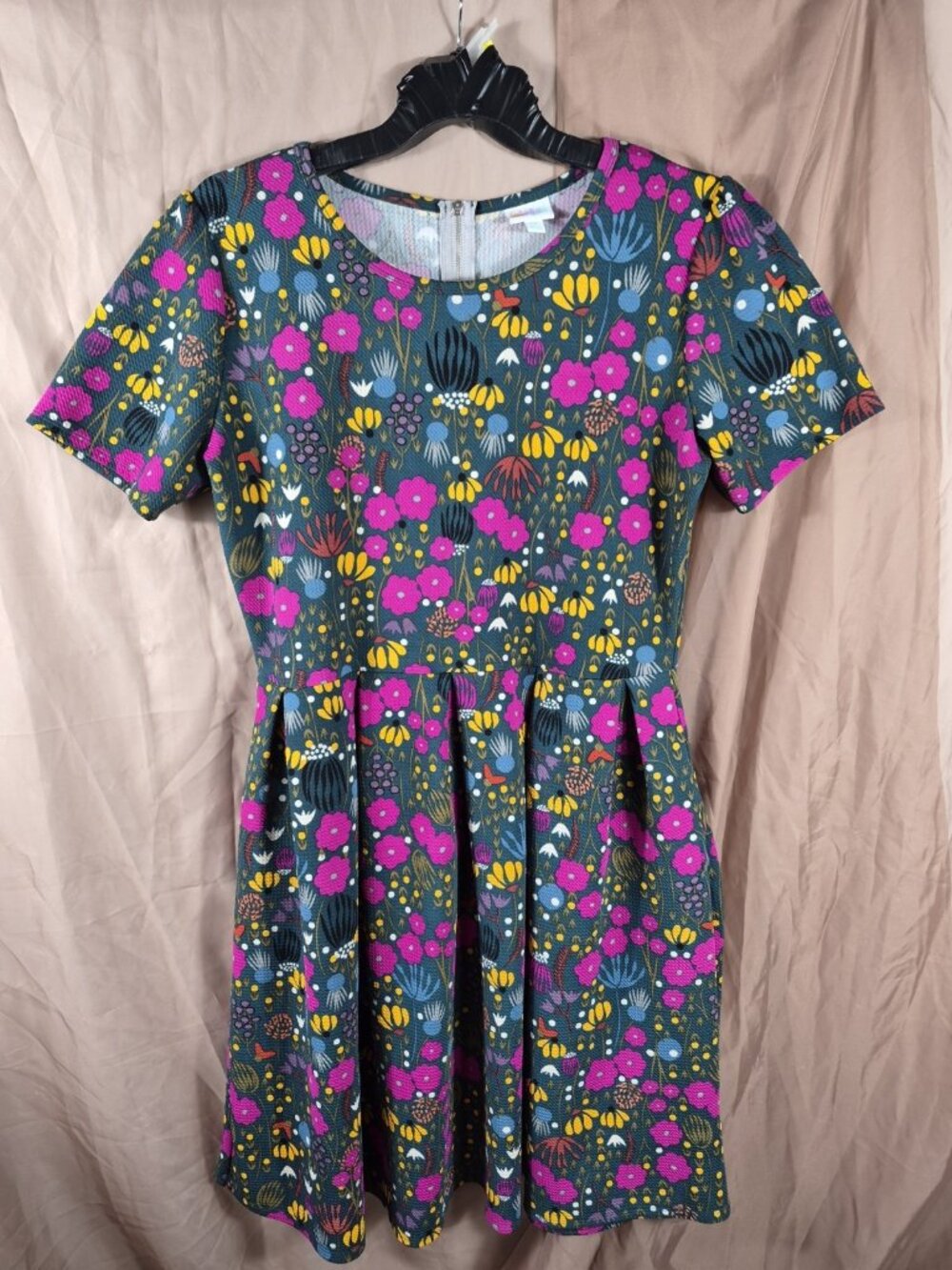 Lularoe Women's Purple & Yellow Florals Fit & Flare Summer Dress Size 2XL